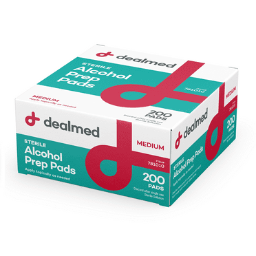 Dealmed Alcohol Prep Pads – Medium Size, Latex-Free, Gamma Sterilized Wound Care Products for a First Aid and Medical Facilities, 200 Count (Pack of 1)