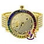 Exclusive Custom Time Piece Multi Rainbow Gold Tone Real Diamond Dial Solitaire Men's Watch XL 55mm W/Date