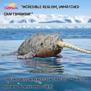 PuffPurrs Lifelike Narwhal Plush Toy, Realistic Monodon monoceros Teddy Stuffed Animal, Arctic Whale Unique Toy Gift, 15 Inch