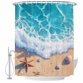 thumbnail image 2 of Ocean Beach Waterproof Fabric Shower Curtain,Coastal Nautical Starfish Shells Sea Waves Waterproof Fabric Shower Curtain for Bathroom Curtains Bathtubs Shower Curtains with 12 Hooks Extra Long 72x84, 2 of 8