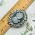 thumbnail image 2 of Vintage Antique Brooch Silver Tone Clear Crystal Rhinestones Grey Cameo Pin, 2 of 6