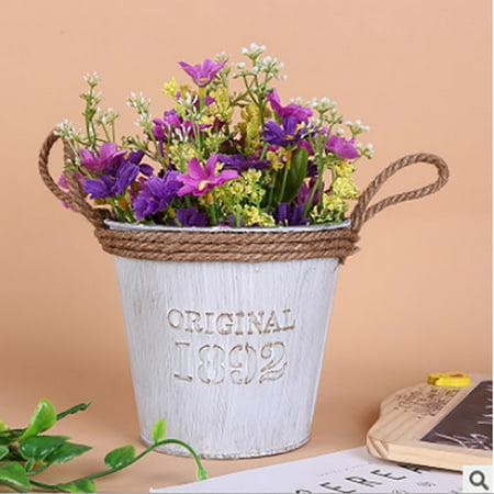 - BEAD BEE Metal Iron Keg Flower Pot Hanging Balcony Garden Plant Planter Decor Pot