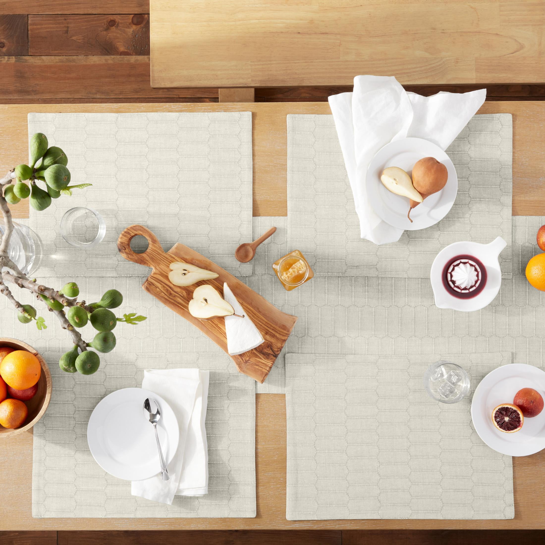 Martha Stewart Honeycomb Reversible Elegant Table Runner, Natural, 15" W x 72" L