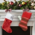thumbnail image 3 of Northlight 19" Red and Green Sweater Knit Christmas Stocking with Pom Poms, 3 of 3