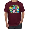 thumbnail image 1 of Cute Happy Smiling Dog Rainbow Pitbull Dog Lover Men's Graphic T-Shirt, Maroon, 4XL, 1 of 3
