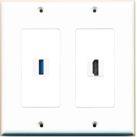 Ultra Spec Cables 1 Port USB 3.0 A-A HDMI Wall Plate 2 Gang