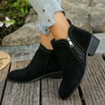 thumbnail image 3 of Rokment Dress Boots for Women Fall Winter Stylish Suede Pointed Toe Low Heel Side Zip up Short Ankle Booties Solid Color Black Size 6.5, 3 of 6