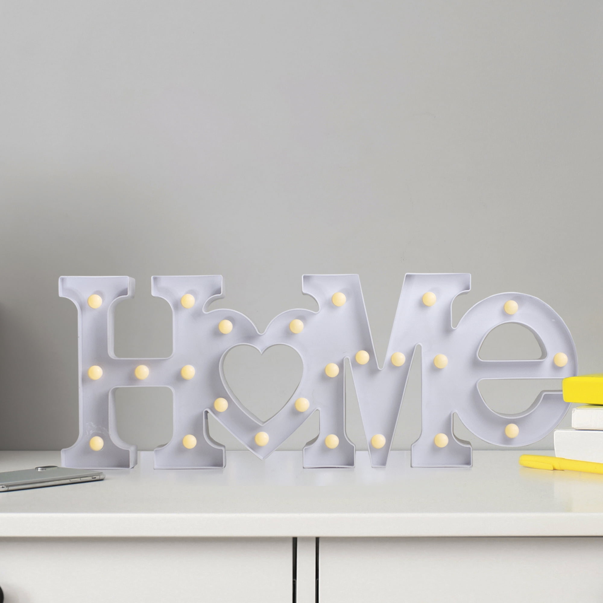 20.5" Battery Operated LED Lighted White "HOME" Marquee Sign