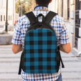 thumbnail image 2 of Gaeub Blue Black Plaid Print Unisex Backpacks, College Bookbag,Daypack with Padded 15" Laptop Sleeve,for School, Work, and Travel, 2 of 2