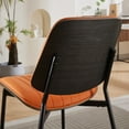 thumbnail image 4 of Dining Chairs Set of 2, Mid-Century Modern Upholstered PU Leather Chairs with Bentwood Back and Cushion, Accent Side Chairs with Metal Legs, for Kitchen, Dining Room, Orange, 4 of 7