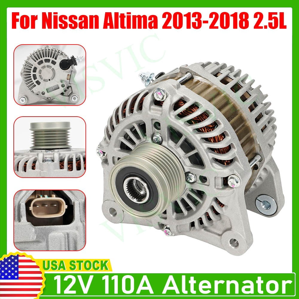 Alternator for Nissan Altima 2013-2018 Sedan L4 2.5L 110 A 12 Volt CW 6-Groove