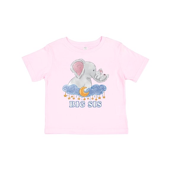 Inktastic Big Sis Cute Elephants with Moon and Stars Girls Baby T-Shirt