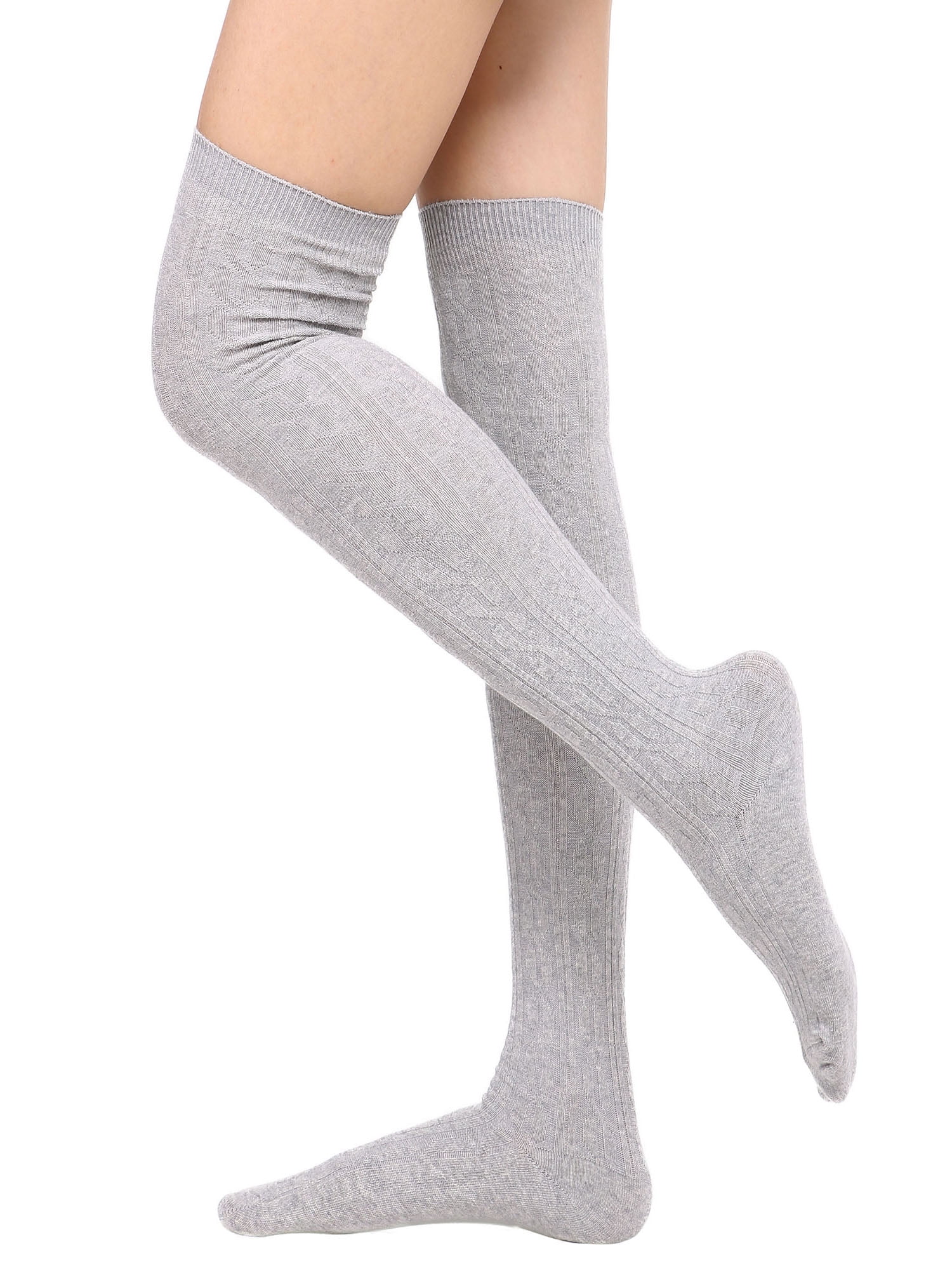 BASILICA - Womens Winter Cable Knit Over Knee High Tigh High Socks ...
