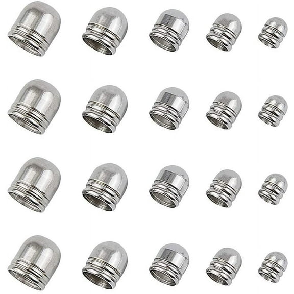 5 Sizes Stainless Steel Cord Ends 100pcs Leather Cord End Caps Cord 4/5/6/7/8mm Inner Diameter End Caps Terminators Cord Finding for Jewelry Making Kit Stainless Steel Color DIY