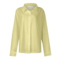 thumbnail image 6 of ManxiVoo Women's Casual Long Sleeve Button Down Shirt Solid Color Comfortable Everyday Wear Stylish Versatile Tops for Ladies XXL Size Yellow, 6 of 7