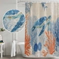 thumbnail image 5 of Sea Turtle Coastal Shower Curtains for Bathroom, Waterproof Fabric Bath Curtains Decor, Bath Tub Curtain Summer Beach Coral Nautical Farmhouse Decorative Shower Curtain Sets with 12 Hooks, 72x72 Inch, 5 of 7