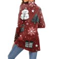 thumbnail image 5 of Women's Fashion Christmas Print Long-Sleeved Pocketed Slim-Fit Cardigan Coat for Holiday Party and Elegant Outerwear,Deep Red,M, 5 of 7