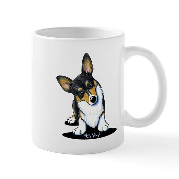 CafePress - Kiniart Tricolor Corgi Mug - 11 oz Ceramic Mug - Novelty Coffee Tea Cup