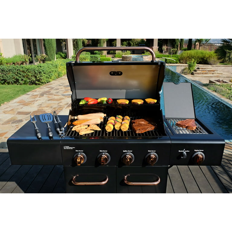 Sophia & William Stainless Steel Portable 4-Burner Propane Gas Grill with  Side Burner