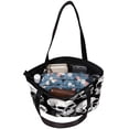 thumbnail image 5 of Skull Canvas Leather Mix Tote Bag with Twill, Sponge, and Jeanette Material | 30x10.5x39cm/11.8x4.1x15.4in Size, 5 of 5