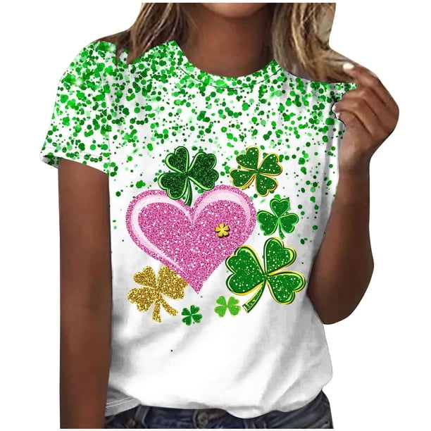 Camisetas Casuales de Manga Corta con Cuello de Tripulación Impresa de San Valentín Tee Gráfica Ligera Top 95% Poliéster 5% Elastano para el Uso Diario, Camiseta de Moda Cómoda