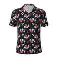 thumbnail image 2 of Daiia Rose Flowers Pattern Men’s Polo Shirts,Solid Deck Shirt,Classic Fit, Breathable Cotton Polo for Casual and Sport Wear-, 2 of 9