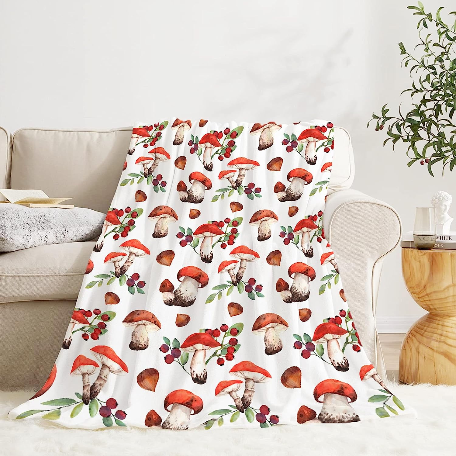 Mushrooms Collections Throw Blanket, Artist Mushrooms Wild Species