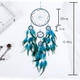thumbnail image 3 of Colgante de plumas de atrapasueños, colgante de carillón de viento de cinco anillos, decoración del hogar, colgante creativo (azul), 3 of 5