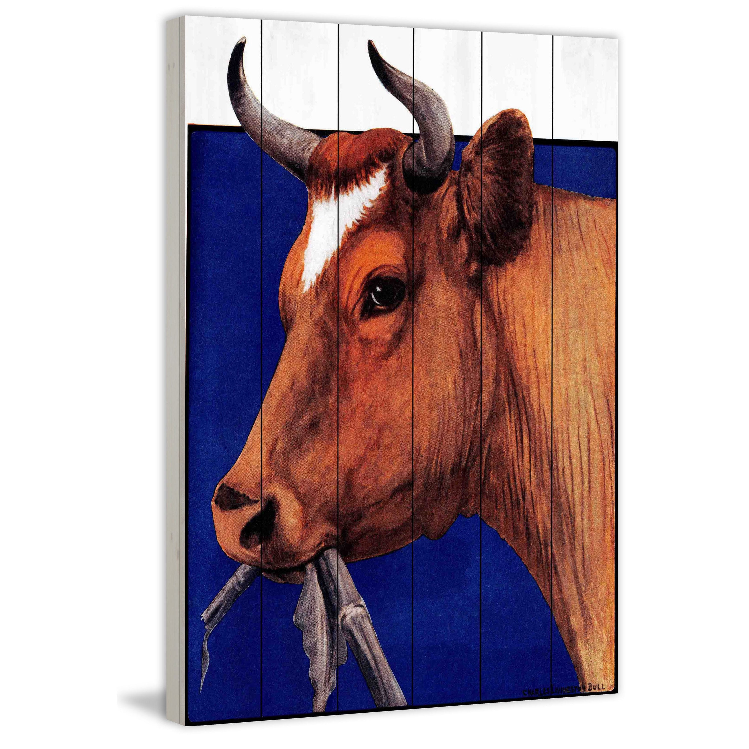 Marmont Hill "Journal Cow Brown" Painting Print on White Wood