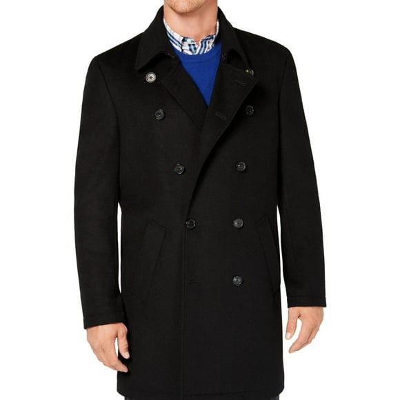 Ryan Seacrest Mens Modern-Fit Overcoat Dress, Black, Big & Tall, 42