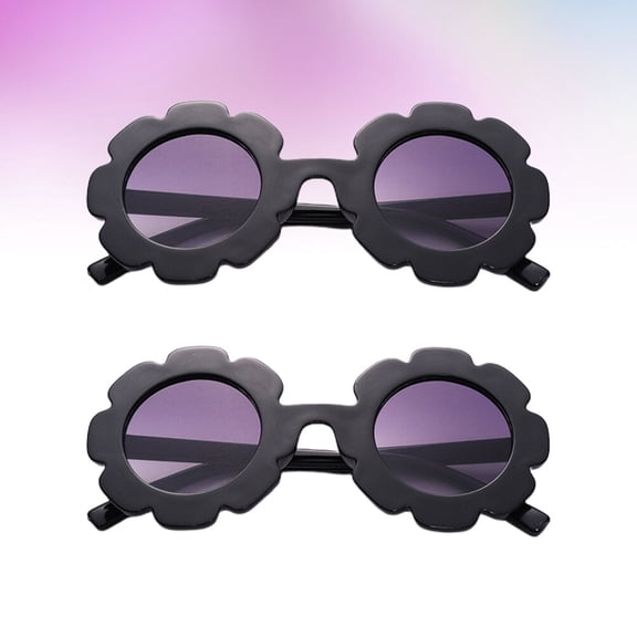 Masteelf Kids Sunglasses with Sunflower Design Fashion Black Resin for Party Decoration and Outdoor Activities 2 Pieces