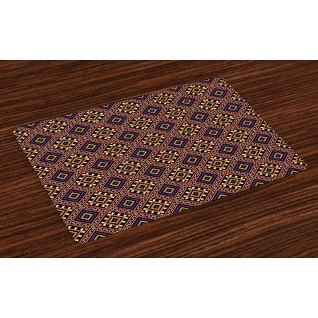 

Ukrainian Placemats Set of 4 Traditional Ethnic Design Ancient Cultural Ornament Pattern Vintage Geometrical Washable Fabric Place Mats for Dining Room Kitchen Table Decor Multicolor by Ambesonne