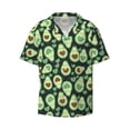 thumbnail image 2 of Lsque Avocado Heart print Men's Cuban Collar Short Sleeve Shirt Summer Beachwear Casual Button Down Fashionable Vacation Leisure Shirt-Medium, 2 of 7