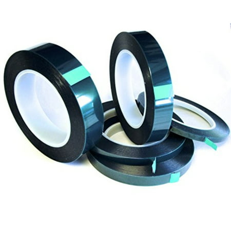5 Roll High Temp Masking Tape Kit for Powder Coating, Painting, Hydrodip, Sublimation - Green Polyester 1/4, 3/8, 1/2, 3/4 & (Best Powder Coating System)