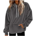 thumbnail image 2 of JUSLIO Hoodies for Women Solid with Pockets Shoulder Drop Fleece Long Sleeved Hooded Sweatshirts, 2 of 5