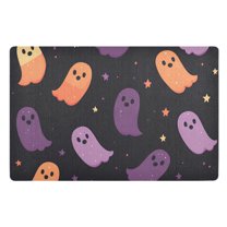 Yayeee Doormat for Indoor Entrance 32" x 20" Non Slippery Floor Rug, Halloween Purple Ghosts