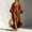 Dark Brown, variant on Morttic Women's Elegant V-Neck Stand Collar 3/4 Sleeve Maxi Dress – Side High Slit with Pockets Loose Solid Color Long Dress Apricot,S