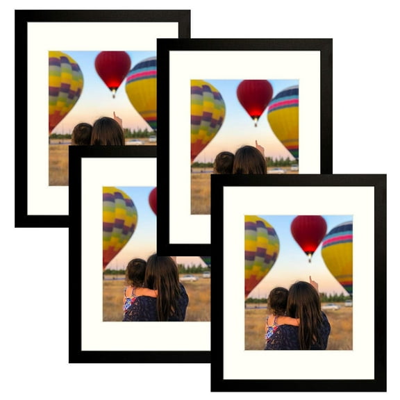 Golden State Art 11x14 Black Gallery Wall Picture Frame with Mat for 8x10 Photos, Pack of 4