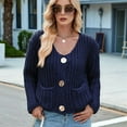 thumbnail image 3 of Women'S Long Sleeve Cropped Knit Cardigan 2025 Casual Button Down Crochet Sweater Tops with Pockets Tibet S, 3 of 7