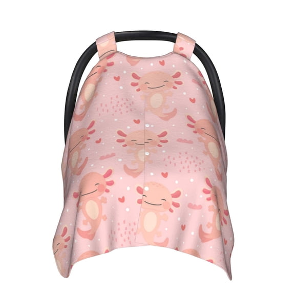 Car Seat Cover Baby - Cartoon Cute Axolotl Pink Breathable Infant Car Seat Cover for Baby Carseat, Lightweight Comfort Baby Essentials Must Haves Newborn Stuff for Girl Boy