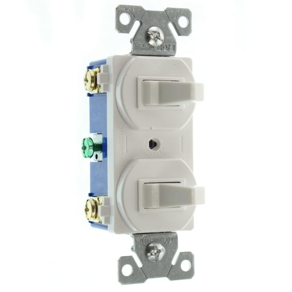 Hubbell RC103WZ Combo Double Toggle Switch, (1) 1-Pole, (1) 3-Way, 15A, 120/277-Volt, White, (24-Pk)