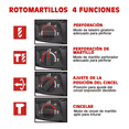 thumbnail image 3 of Rotomartillo electroneumático BLOOSOM Pro920 negro y rojo 800W 110V, 3 of 7