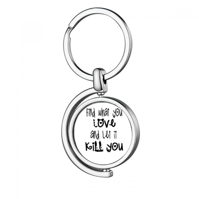 Palabra inglesa diseño amor y matar Rotating keychain Metal Keyring Holder