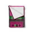 thumbnail image 2 of Old School Soft Flannel Fleece Throw Blanket, Cool and Vintage Cassettes Retro Technology in Bicolour Tones, Cozy Plush for Indoor and Outdoor Use, 50" x 70", Dark Magenta Fern Green, by Ambesonne, 2 of 5