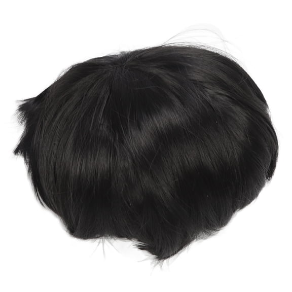 Peluca recta negra NikouMX para Hombre Cabello Sintético Corto con Flequillo