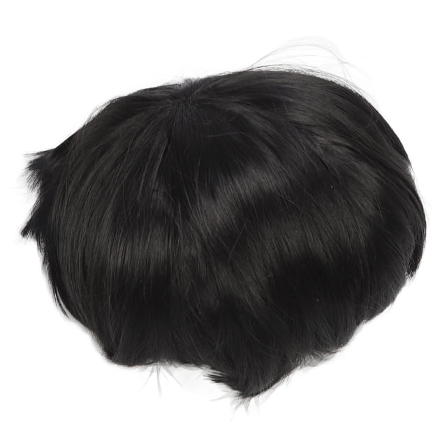 Peluca recta negra NikouMX para Hombre Cabello Sintético Corto con Flequillo