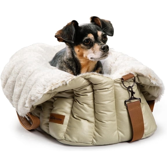 Cleva Small Dog Car Seat & Travel Carrier & Pet Bed, Soft Fleece Interior for Dogs up to 10lbs, Stylish Pet Travel Tote for Indoor and Outdoor Use
