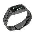 thumbnail image 3 of LED Watch Double Open Stainless Steel Buckle Metal Strap Rectangular Dial Digital Wristwatch for Outdoor Activities Black, 3 of 14