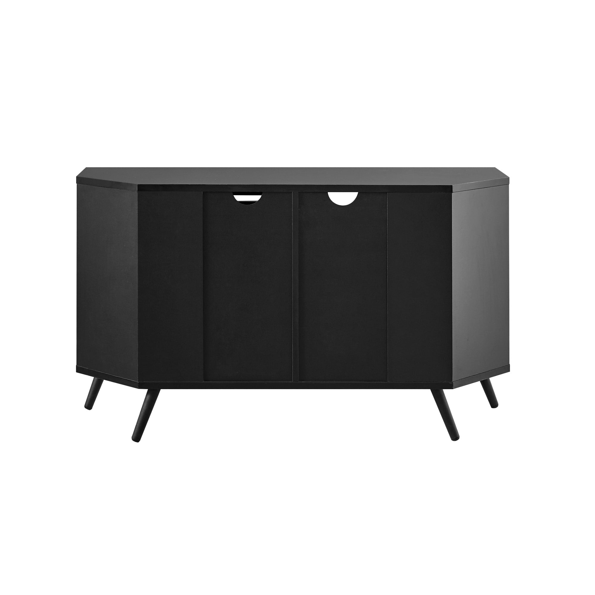 Manor Park Contemporary Boho Sliding Door Corner TV Stand, Black