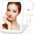thumbnail image 1 of Espejo de maquillaje Metion con aumento de 10 aumentos, 80 luces LED recargables, 1 of 7
